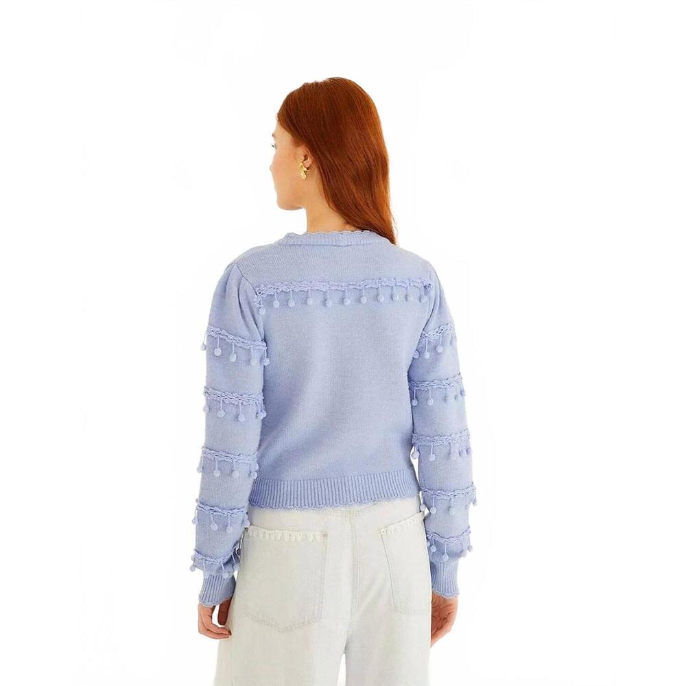 NEW FARM RIO bubble trim knit sweater in blue - Picture 3 of 3